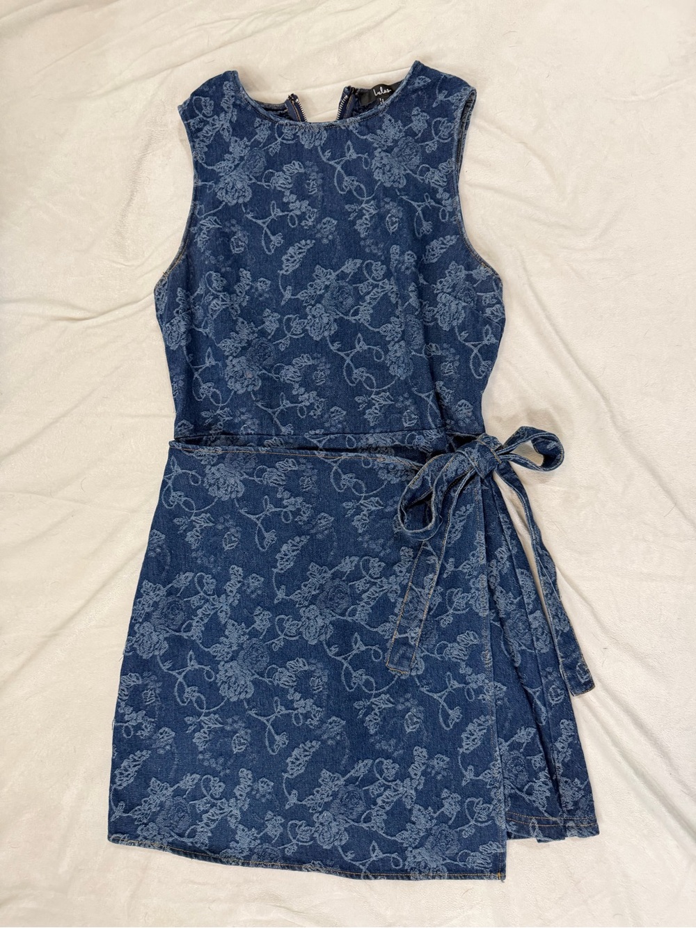 Lulu's Blue Floral Tie-Waist Mini Dress